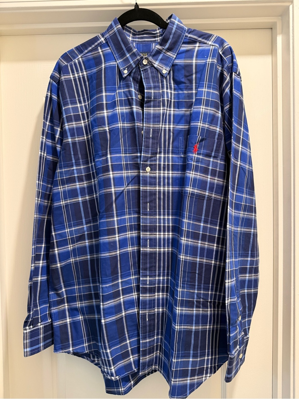 Ralph Lauren Blue and White Plaid Button-Down Shirt
